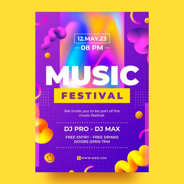 Diseño de carteles del festival de música.