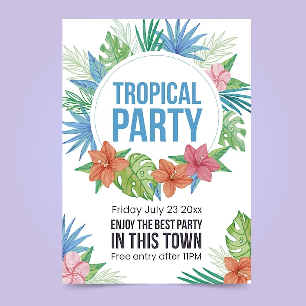 Diseño de carteles de fiesta tropical