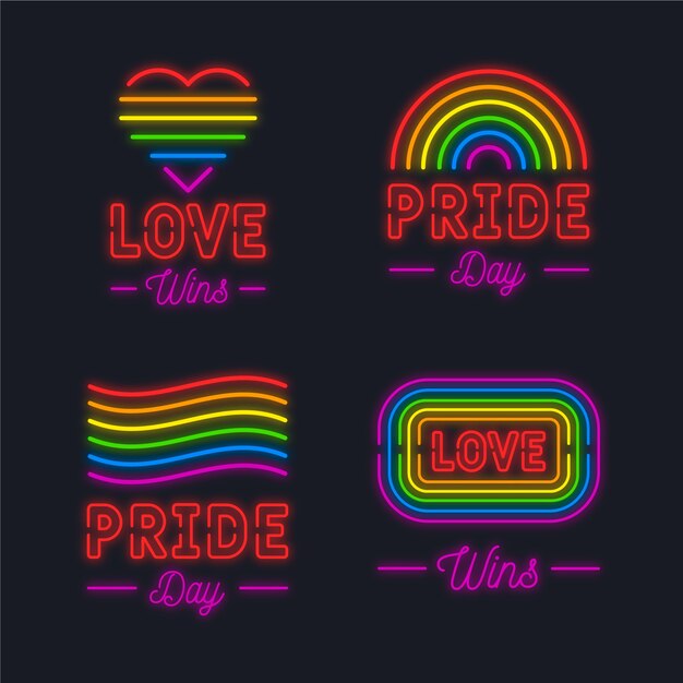 Diseño de carteles de neón de celebración del día del orgullo