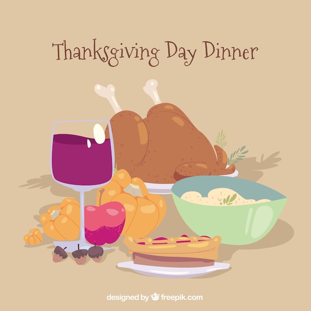 Vector gratuito diseño de cena de thanksgiving