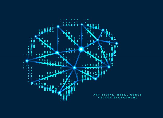 Diseño de cerebro digital con concepto de números tecnológicos