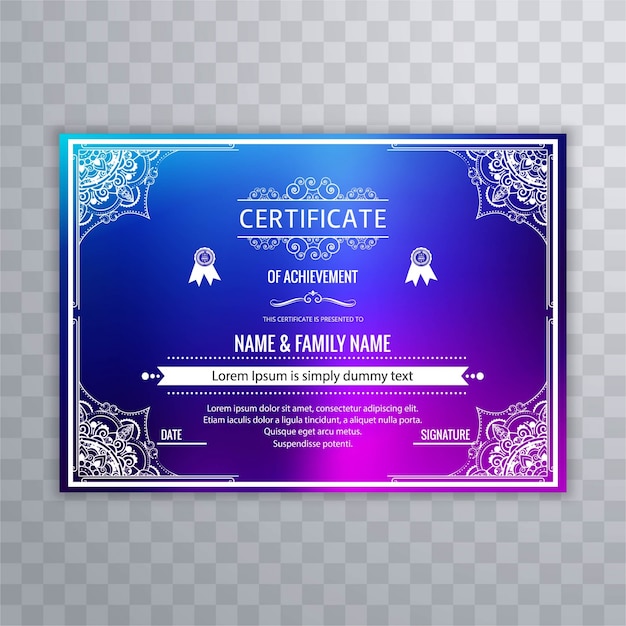 Vector gratuito diseño de certificado colorido