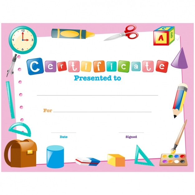 Vector gratuito diseño de certificado infantil