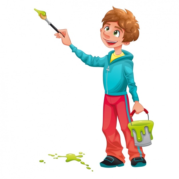 Vector gratuito diseño de chico pintando
