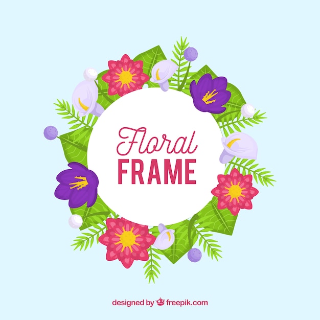 Diseño circular de marco floral