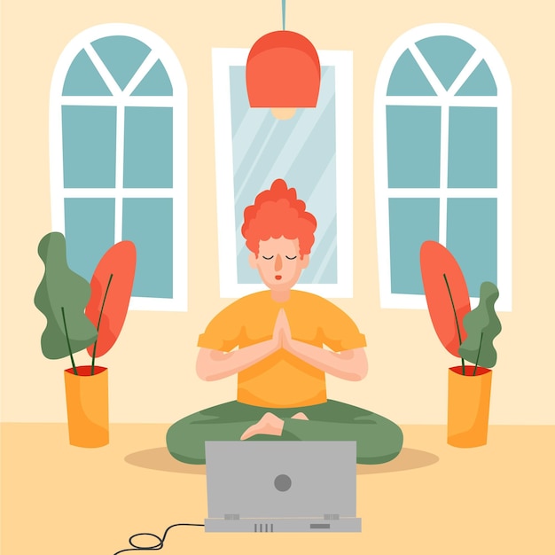 Vector gratuito diseño de clases de yoga en línea.