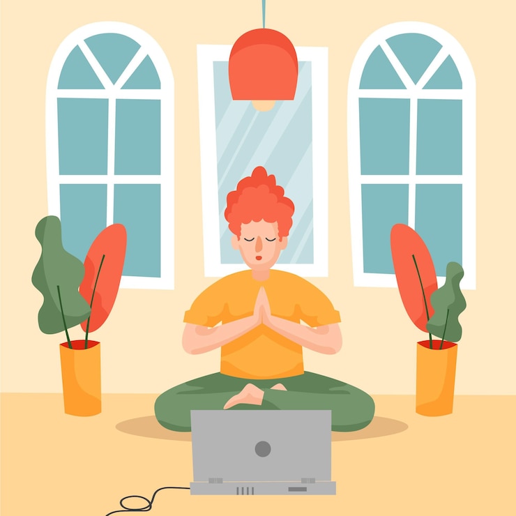 Vector gratuito diseño de clases de yoga en línea.