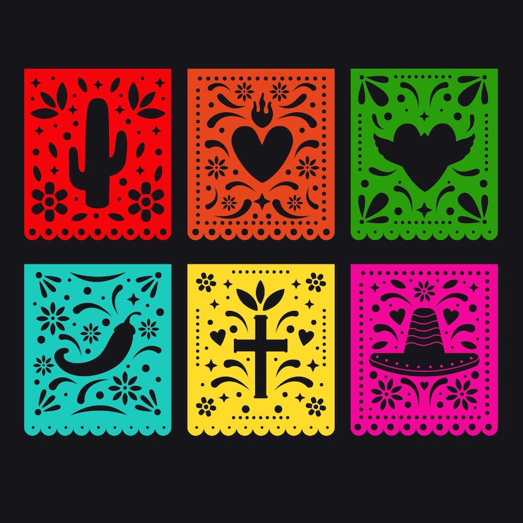 Vector gratuito diseño de la colección del empavesado mexicano