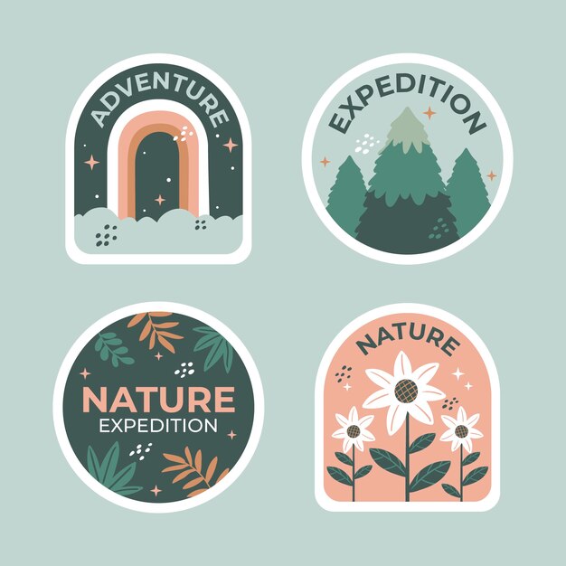 Diseño de colección de etiquetas de colores apagados