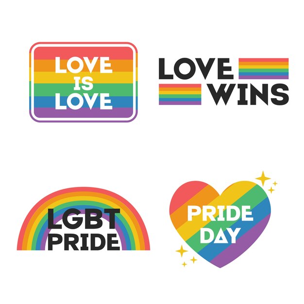 Diseño de colección de etiquetas del día del orgullo