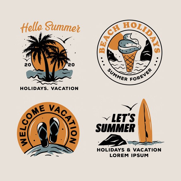 Diseño de colección de etiquetas de verano