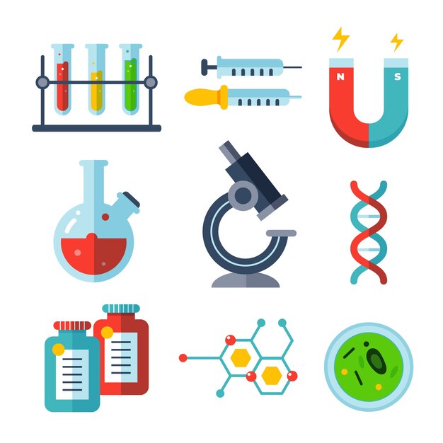 Diseño de colección de objetos de laboratorio de ciencias