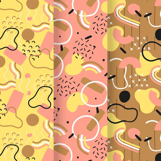 Diseño de colección de patrones dibujados abstractos