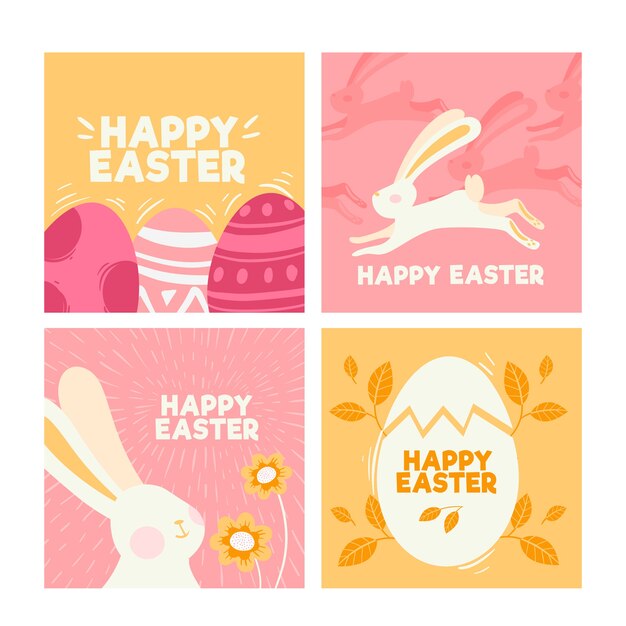 Diseño de la colección de publicaciones de instagram del día de Pascua