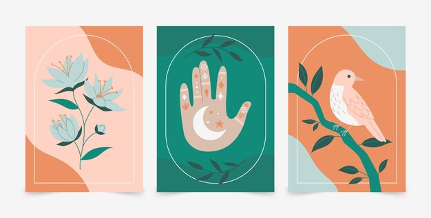 Diseño de colección de tarjetas de colores apagados