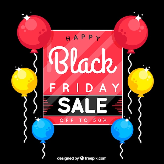 Vector gratuito diseño colorido de black friday con globos