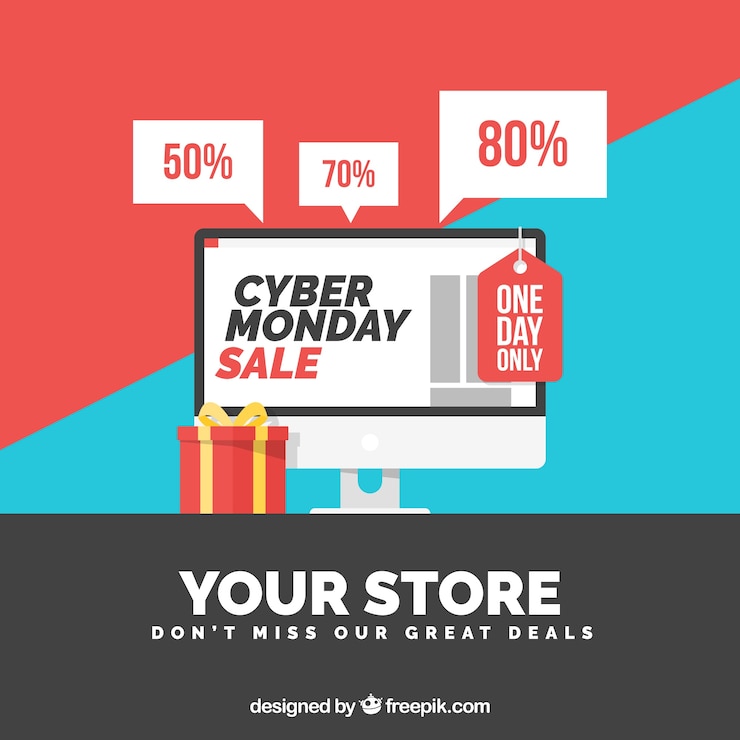 Vector gratuito diseño colorido de cyber monday en estilo flat
