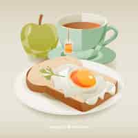 Vector gratuito diseño colorido de desayuno