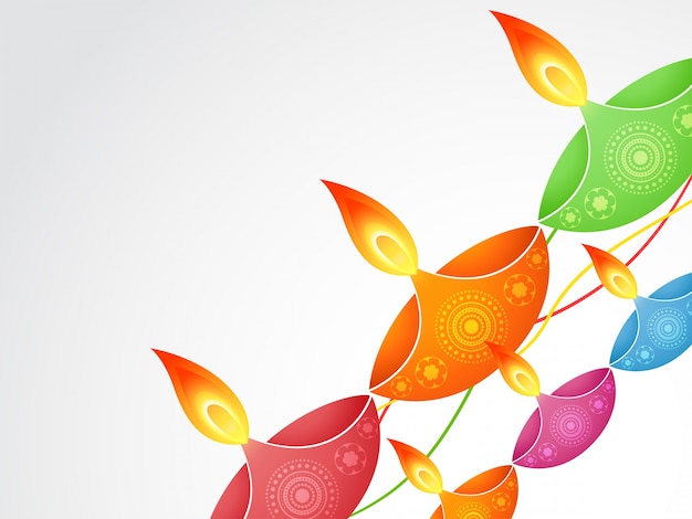 Vector gratuito diseño colorido diagonal de vela para diwali
