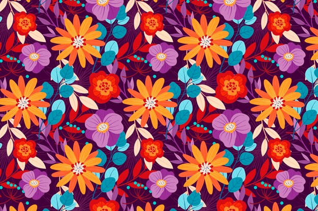 Diseño colorido estampado de flores