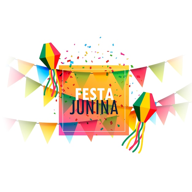 Diseño colorido de festa junina con guirnaldas