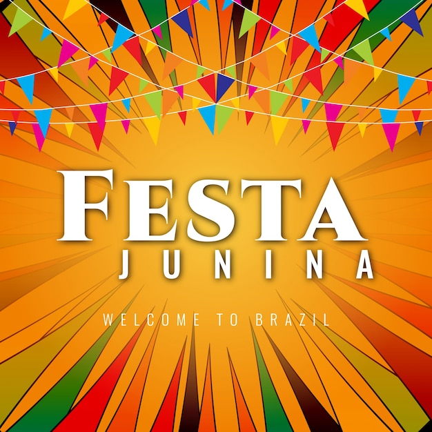 Vector gratuito diseño colorido para festa junina con guirnaldas