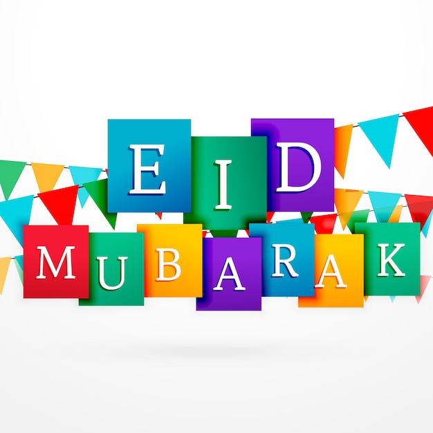 Diseño colorido vectorial de eid mubarak con guirnaldas