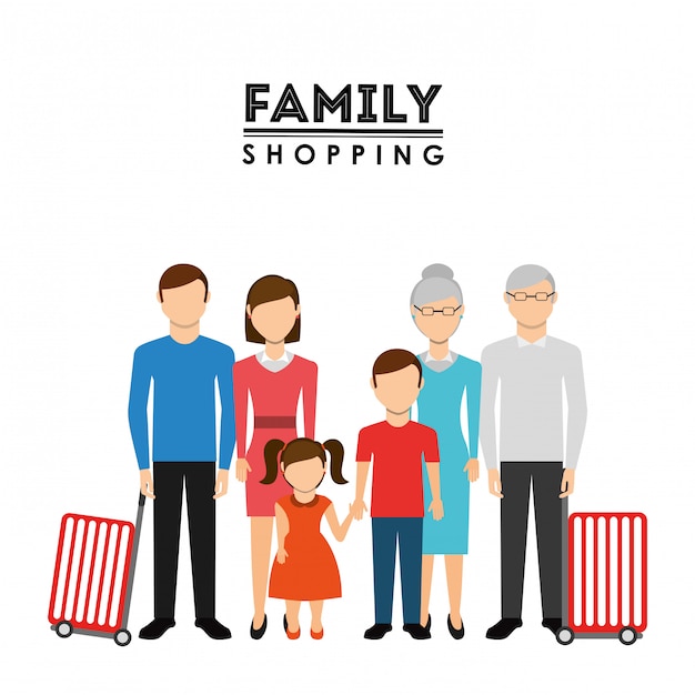 Vector gratuito diseño de compras familiares