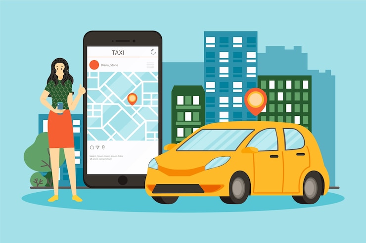Vector gratuito diseño de concepto de aplicación de taxi