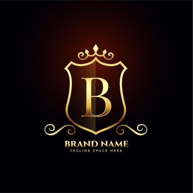 Vector gratuito diseño de concepto de logotipo dorado ornamental letra b