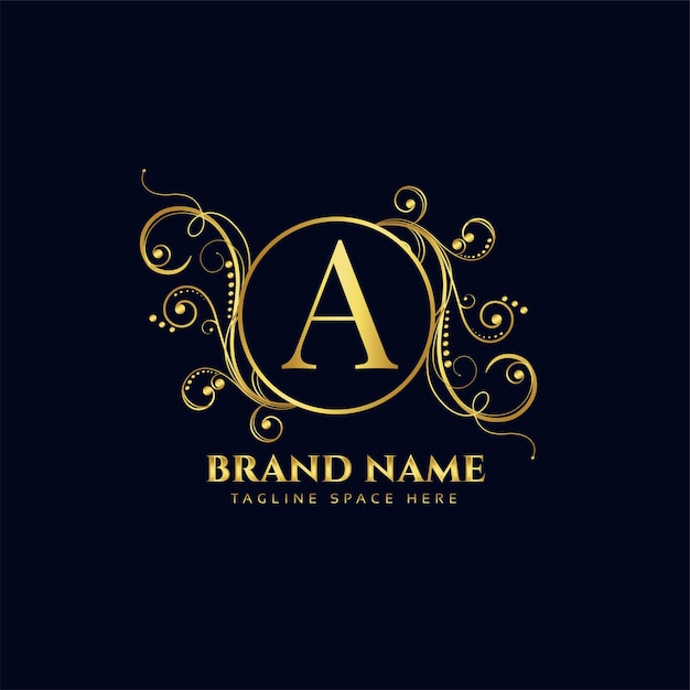 Diseño de concepto de logotipo de lujo de estilo floral dorado