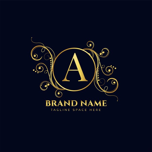Diseño de concepto de logotipo de lujo de estilo floral dorado