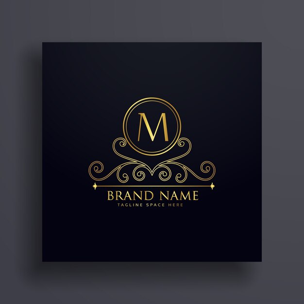 diseño de concepto de logotipo premium letra M con elemento decorativo