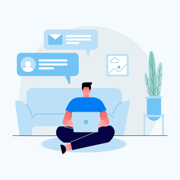 Vector gratuito diseño de concepto de trabajo en casa.