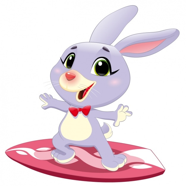 Diseño de conejo surfeando