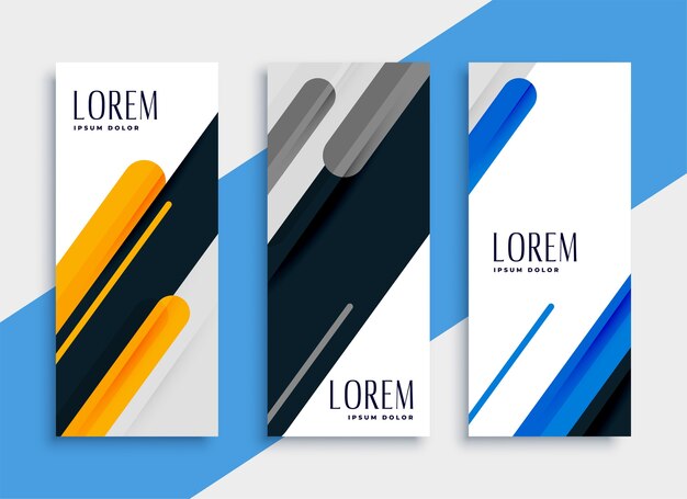 Diseño de conjunto de banners verticales web de estilo moderno