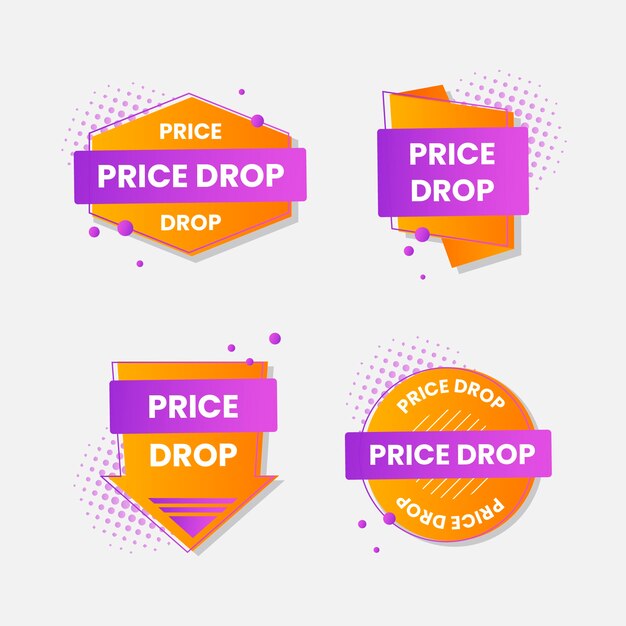 Diseño de conjunto de etiquetas de caída de precio