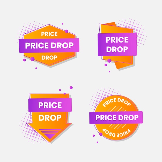 Diseño de conjunto de etiquetas de caída de precio