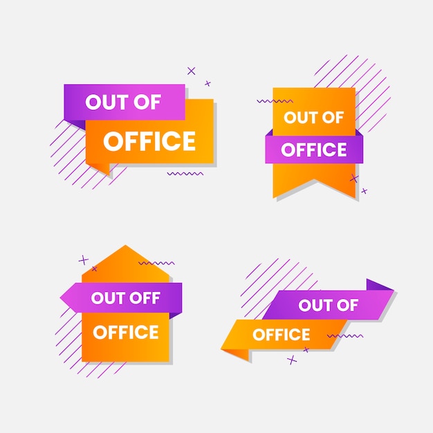 Diseño de conjunto de etiquetas fuera de la oficina