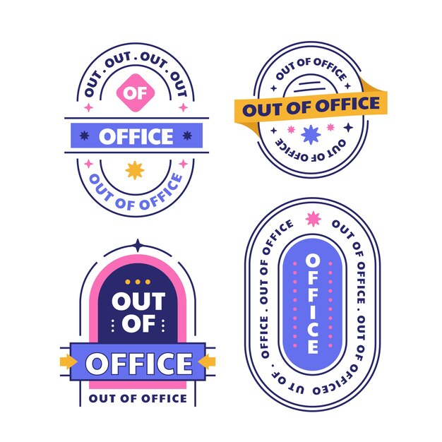 Diseño de conjunto de etiquetas fuera de la oficina