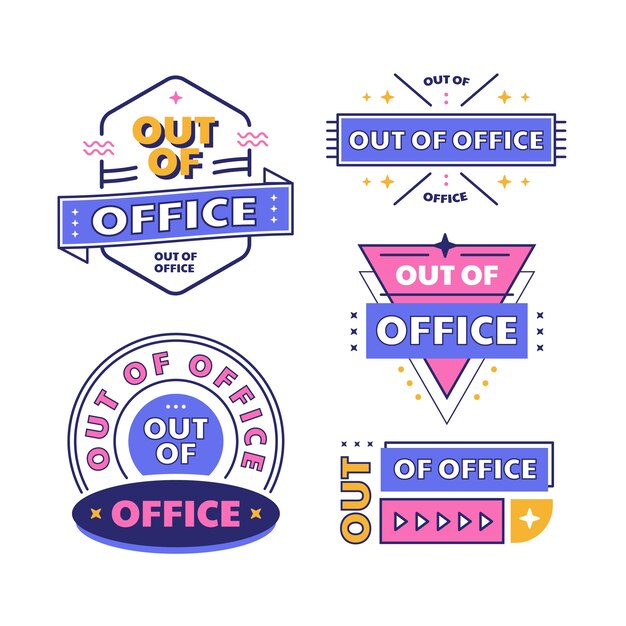 Diseño de conjunto de etiquetas fuera de la oficina