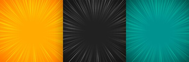 Diseño de conjunto de fondo vacío de líneas de zoom cómico