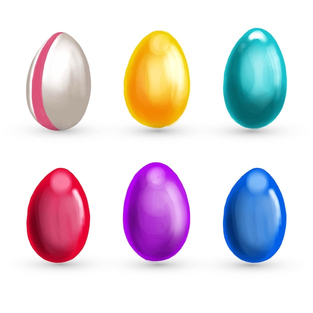 Vector gratuito diseño de conjunto de huevos pintados coloridos felices pascuas