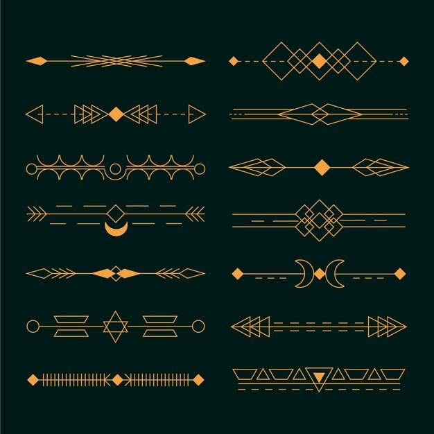 Diseño de conjunto de marco art deco de diseño plano