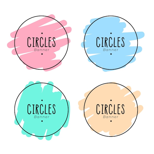 Diseño de conjunto de marco de círculos de estilo Doodle