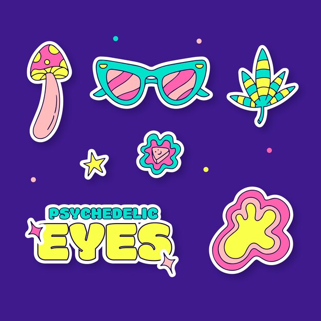 Diseño de conjunto de pegatinas de fiesta rave