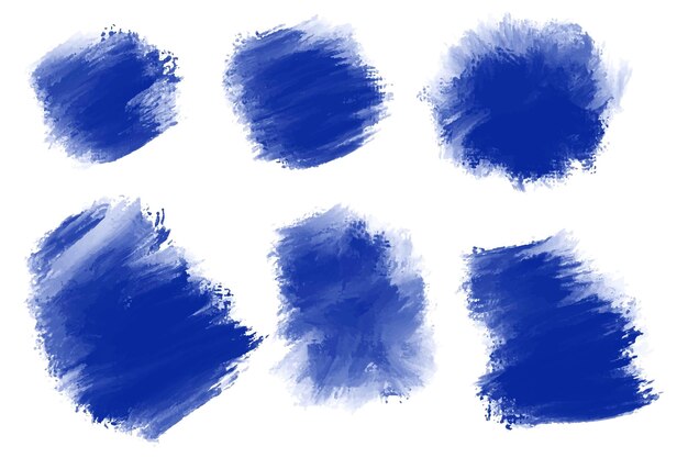 Diseño de conjunto de pinceladas azules dibujadas a mano