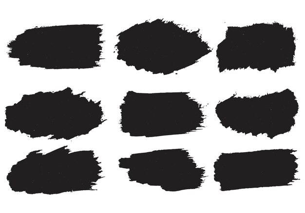 Diseño del conjunto de salpicaduras de pintura negra con pincel