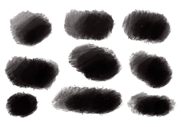 Diseño del conjunto de salpicaduras de pintura negra con pincel
