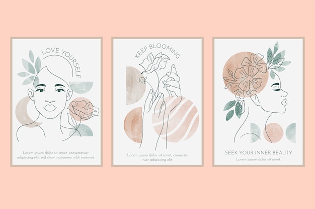 Diseño de conjunto de tarjetas de colores apagados